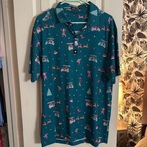 Teal Polo Shirt with Fun Print